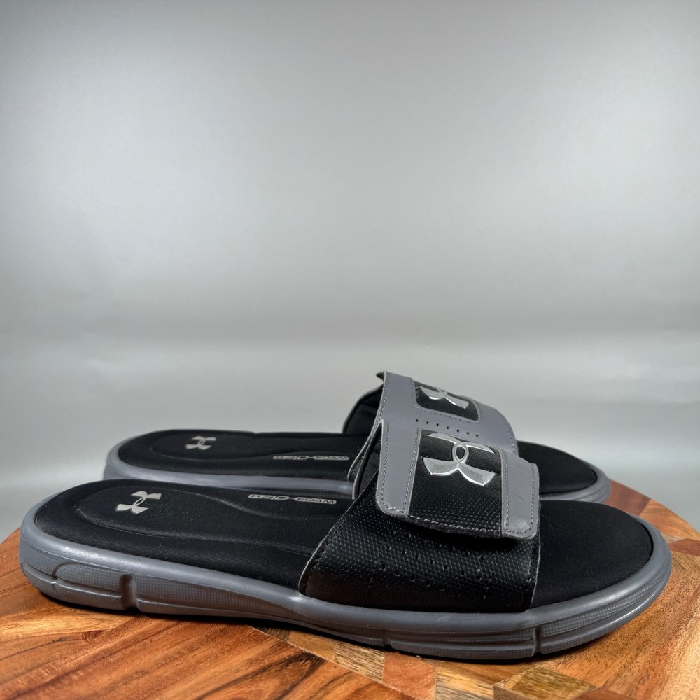 Under Armour Ignite IV Mens Slide Sandals Black Grey 4D Foam 1287318-040 Size 9